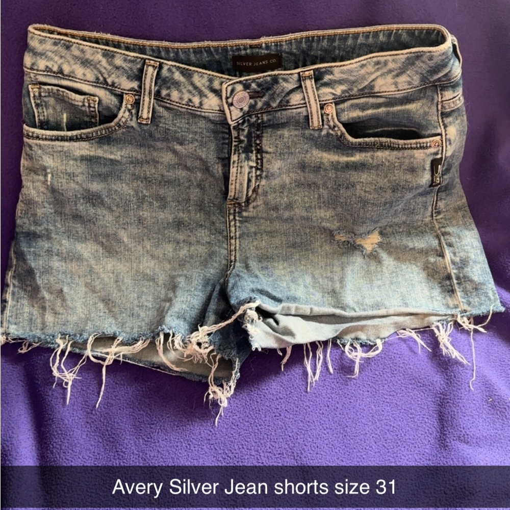 Silver Jeans Blue Distressed Jean Shorts
